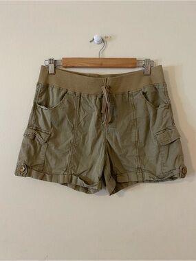 Vanilla Star Olive Utility Cargo Drawstring Shorts